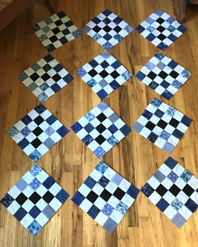 25-patch blocks for the blue quilt www.dlstewart.com
