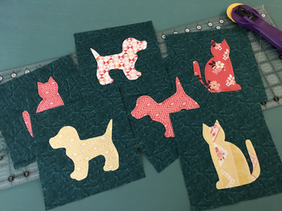 Cat and Dog applique squares AccuQuilt www.dlstewart.com