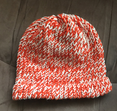 Orange and Cream Knitted Hat www.dlstewart.com
