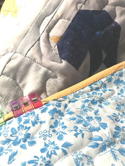 Binding the Songbird quilt www.dlstewart.com