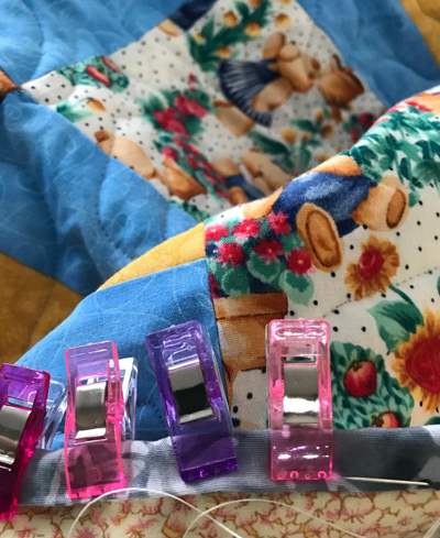 Binding the Bear quilt www.dlstewart.com