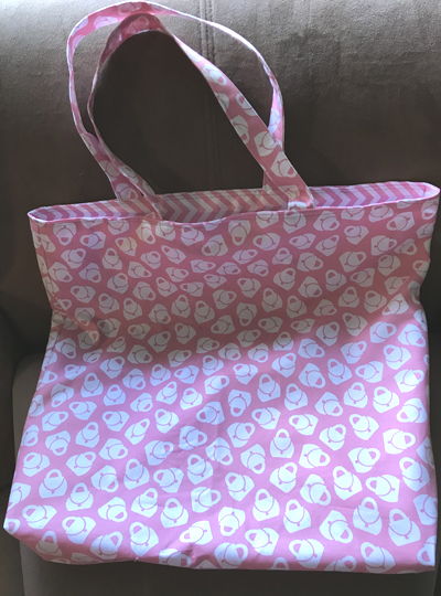 Tote Bag in a print featuring white purses on pink www.dlstewart.com
